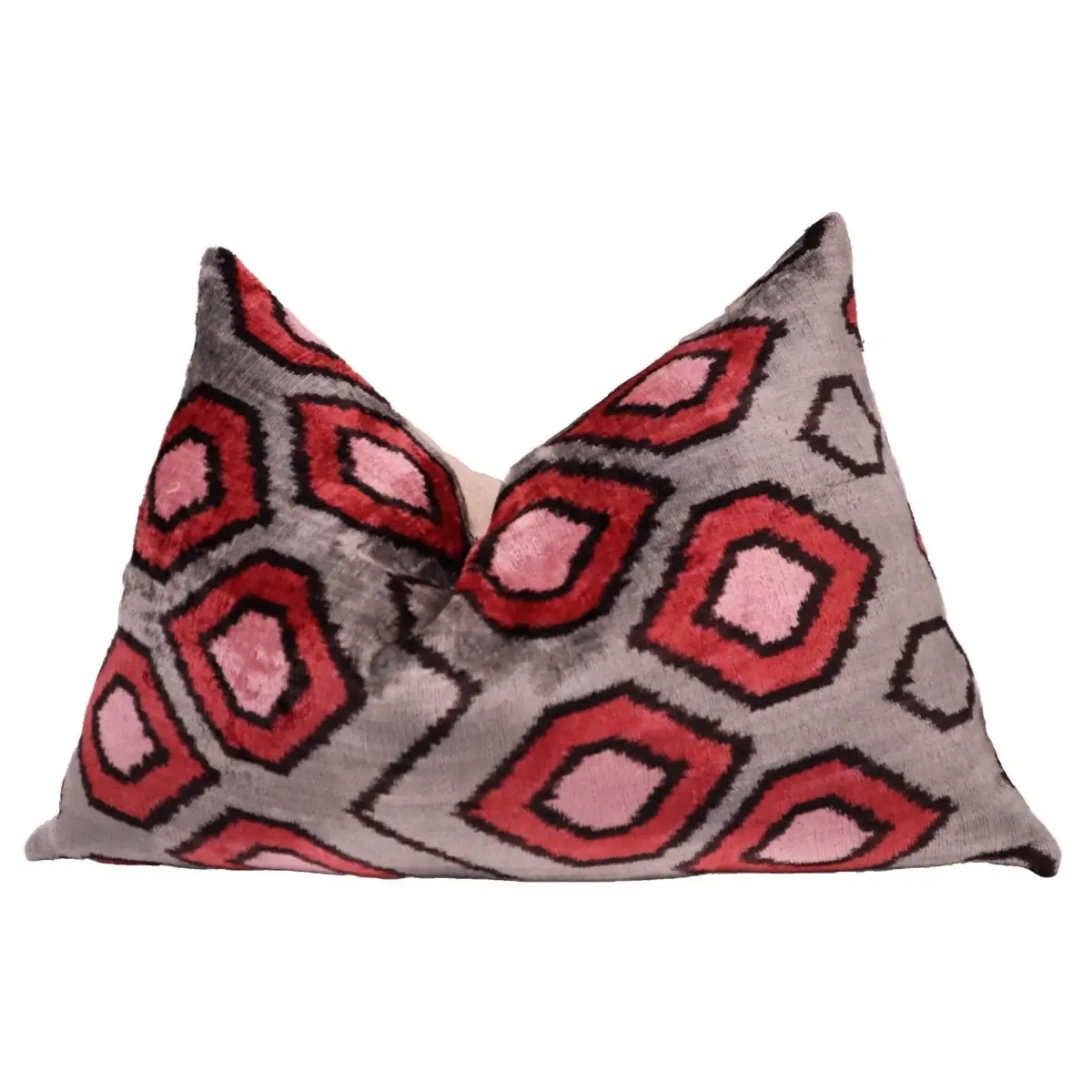 Canvello Velvet Silk Gray Pink Farmhouse Throw Pillows - 24x16 - Canvello