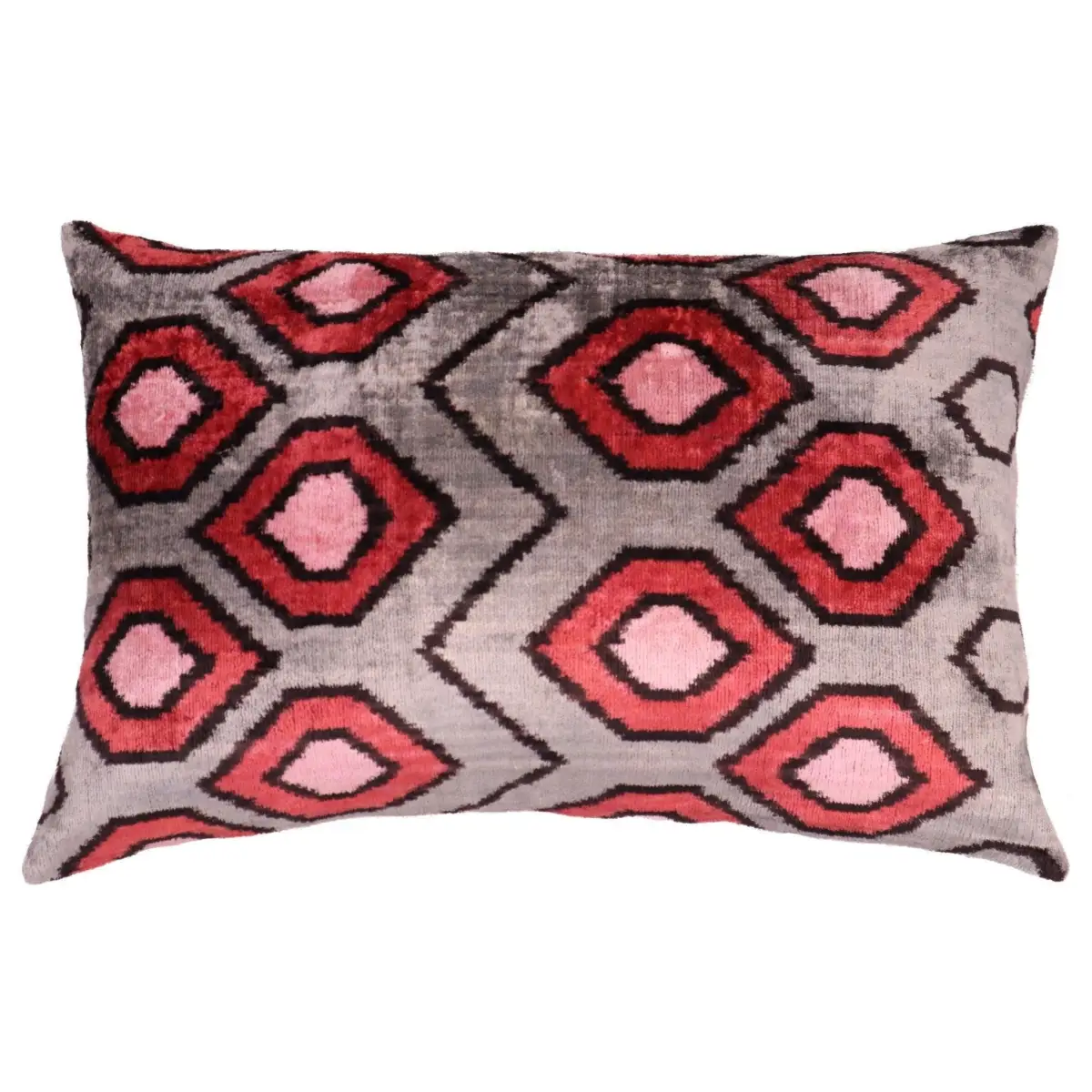 Canvello Velvet Silk Gray Pink Farmhouse Throw Pillows - 24x16 - Canvello