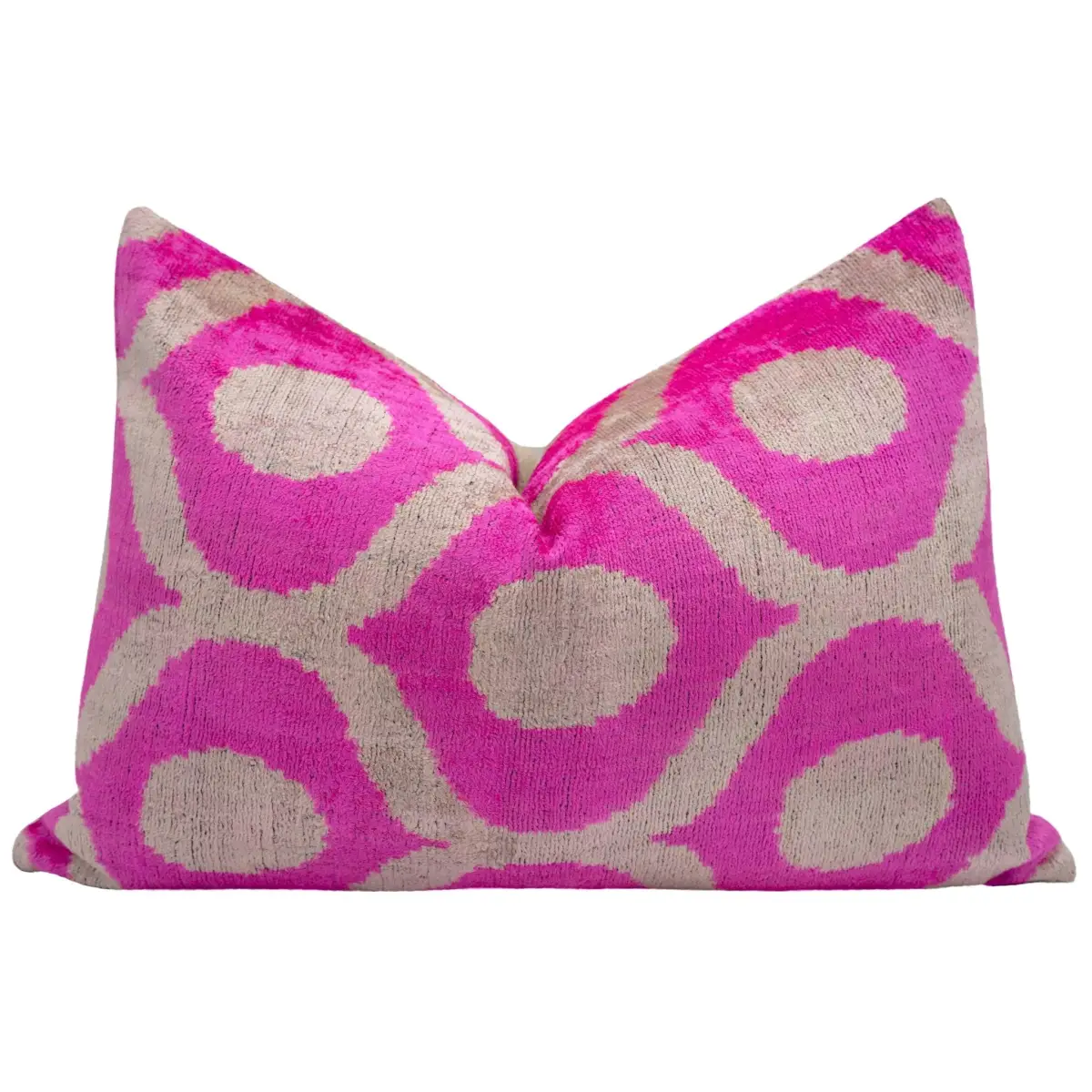 Canvello Vibrant 16x24 in Pink Geometric Trellis Throw Pillow - Modern Fuchsia and White Plush Cushion for Home Décor
