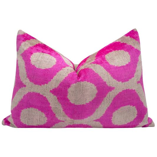 Canvello Vibrant 16x24 in Pink Geometric Trellis Throw Pillow - Modern Fuchsia and White Plush Cushion for Home Décor