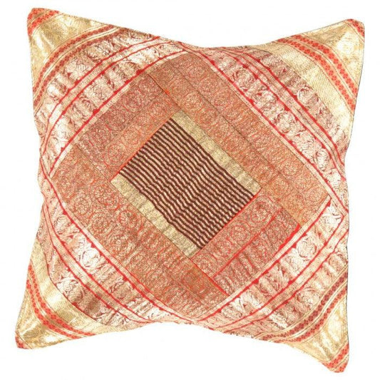 Coussin carré en soie de sari au design vintage Canvello - 16" X 16"