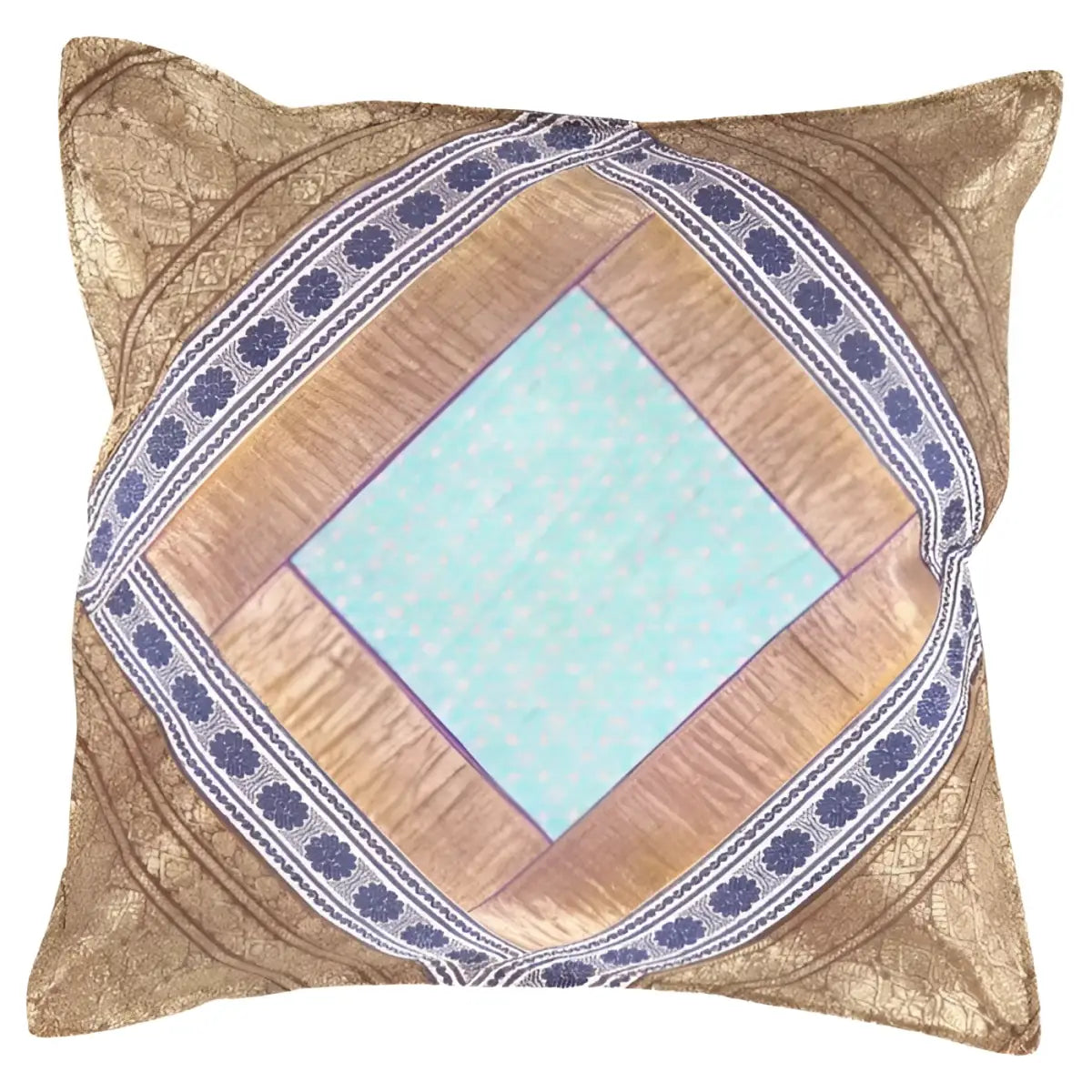 Canvello Vintage Design Sari Silk Square Pillow - 16’’ X 16’’ - light blue / 16’’ X 16’’ - Canvello