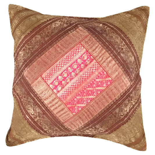 Canvello Vintage Design Sari Silk Square Pillow - 16’’ X 16’’ - Pink / 16’’ X 16’’ - Canvello