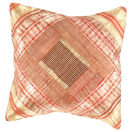 Canvello Vintage Design Sari Silk Square Pillow - 16’’ X 16’’ - Red / 16’’ X 16’’ - Canvello