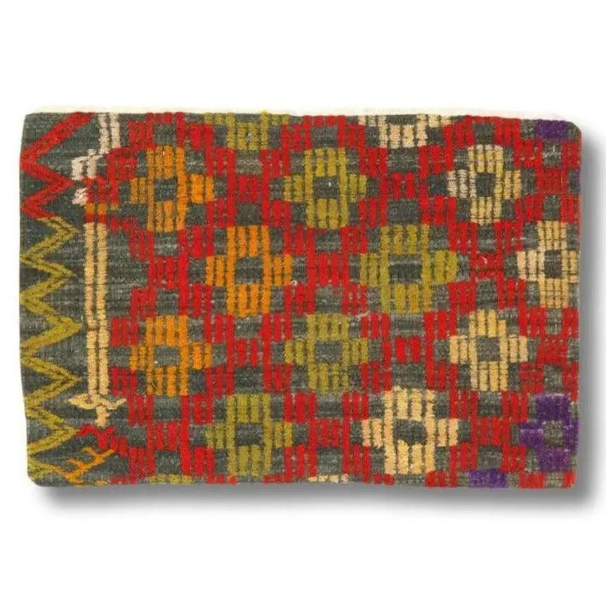 Canvello Vintage Hand Knotted Pillow - 16’’ x 24’’ - Rust | Olive | Beige - Canvello