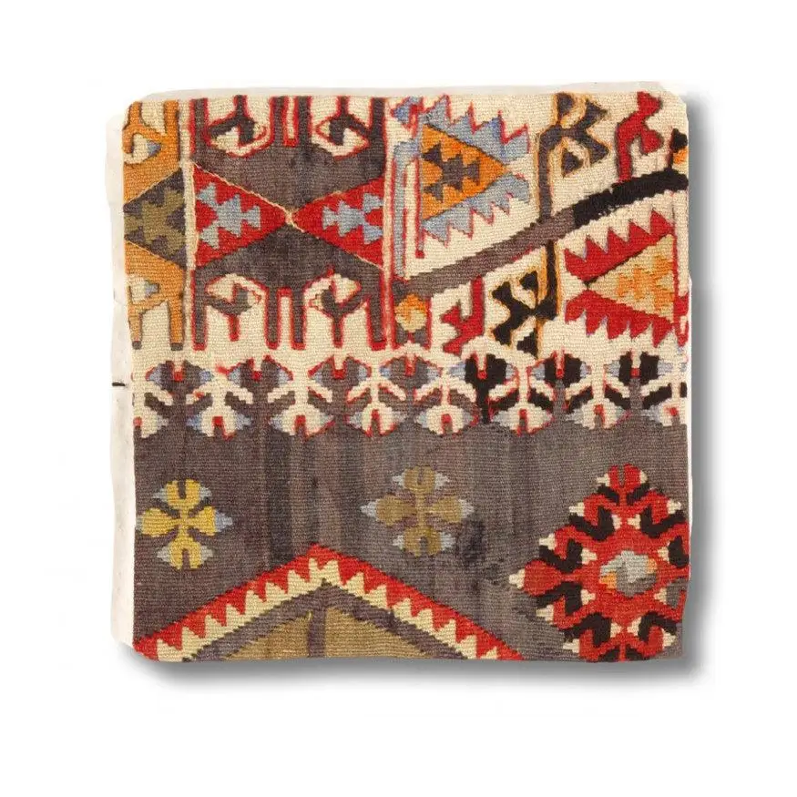 Canvello Vintage Hand Knotted Pillow - 16’’ x 16’’ - Gray | Blue | Brown - Canvello