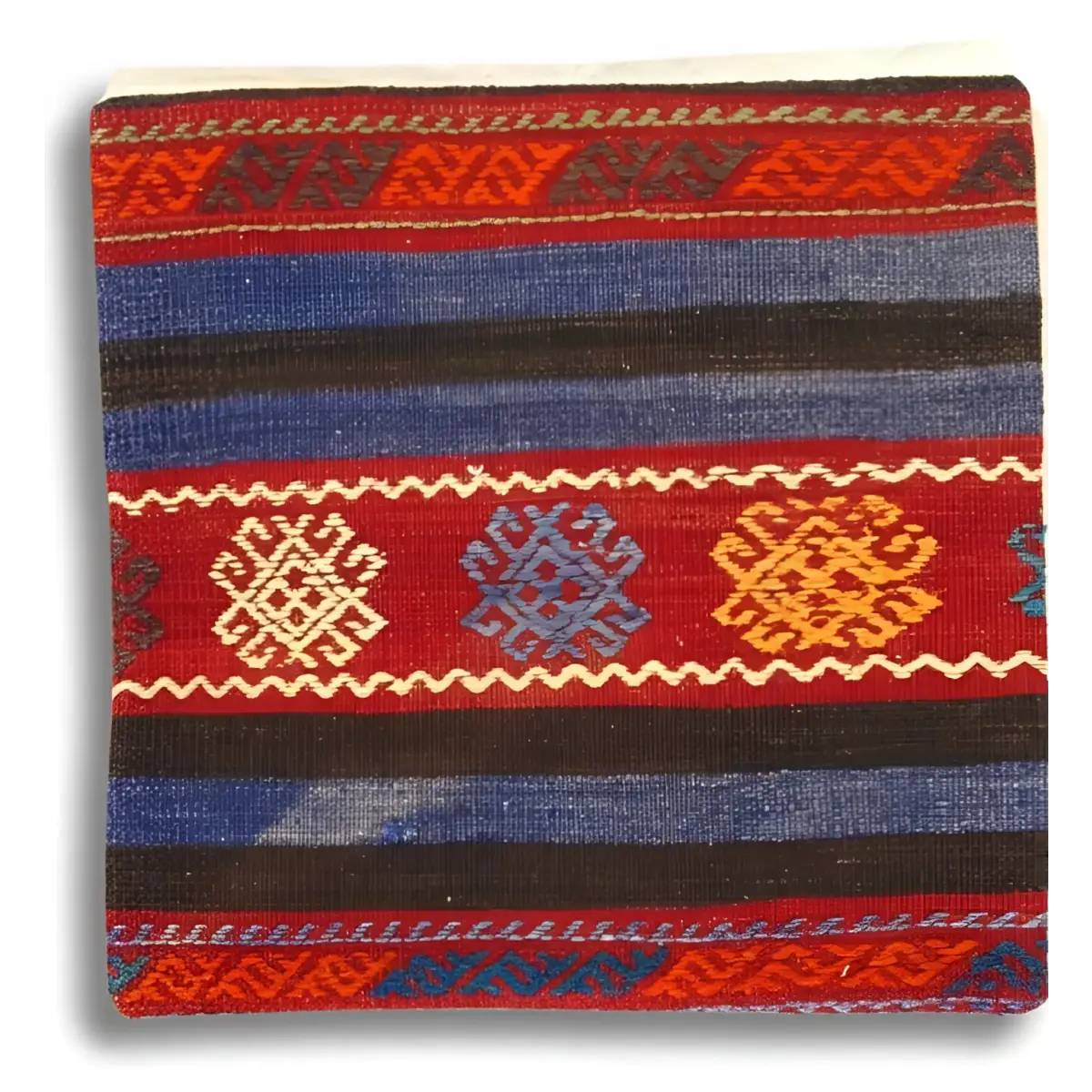Canvello Vintage Hand Knotted Pillow - 20’’ x 20’’ - Rust | Blue| Beige - Canvello