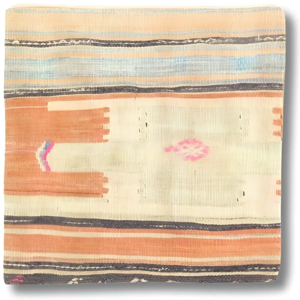 Canvello Vintage Hand Knotted Turkish Kilim Pillow - 20’’x 20’’ - Beige - light blue - Brown - Canvello