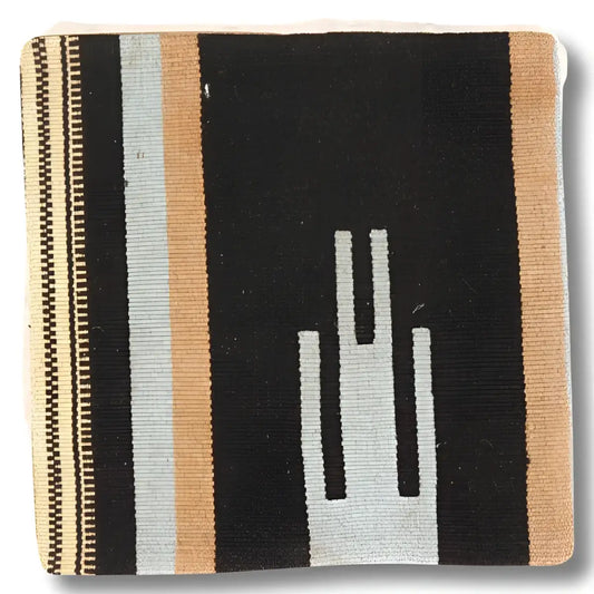 Canvello Vintage Hand Knotted Turkish Kilim Pillow - 20’’x 20’’ - Beige - light blue - Black - Canvello