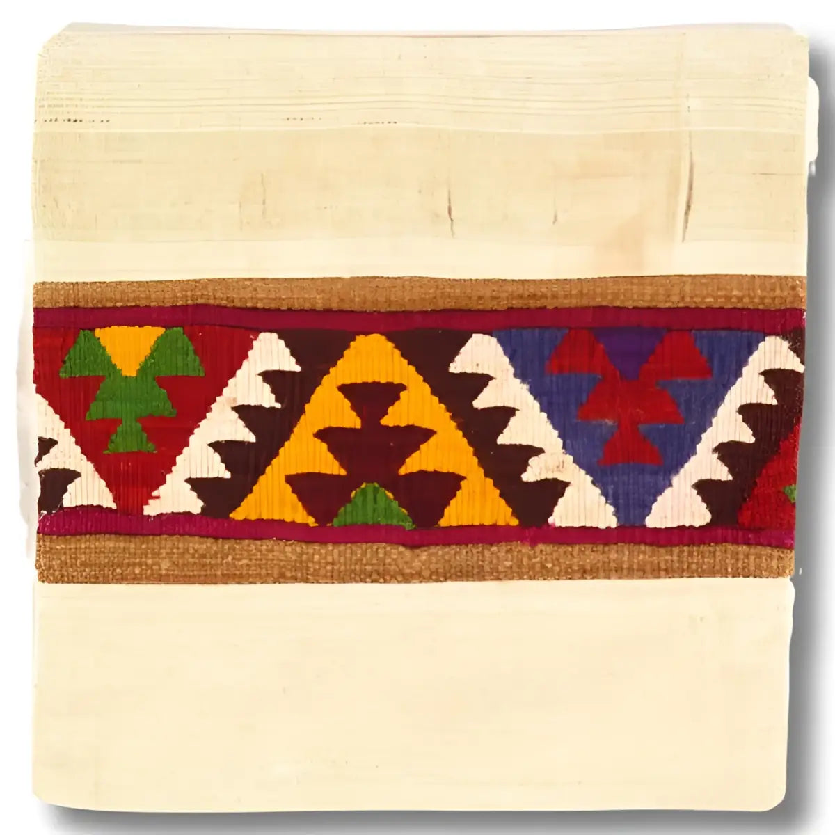 Canvello Vintage Hand Knotted Turkish Kilim Pillow - 20’’x 20’’ - Beige - Rust - Brown - Green - Canvello
