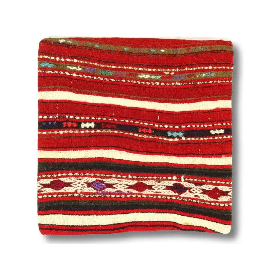 Canvello Vintage Hand Knotted Turkish Kilim Pillow - 20’’x 20’’ - Rust - Black - Beige - Blue - Canvello