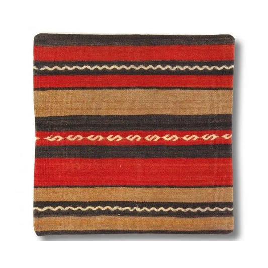 Canvello Vintage Hand Knotted Turkish Kilim Pillow - 20’’x 20’’ - Rust - Brown - Beige - Canvello