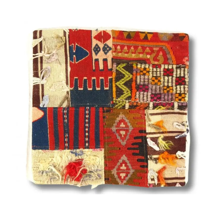 Canvello Vintage Hand Knotted Turkish Kilim Pillow - 20’’x 20’’ - Rust - Olive - Beige - Canvello