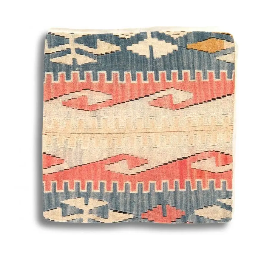 Turkish Kilim Pillow - Vintage Hand Knotted - 20’’x 20’’ - Rust - Beige - Gray - Canvello