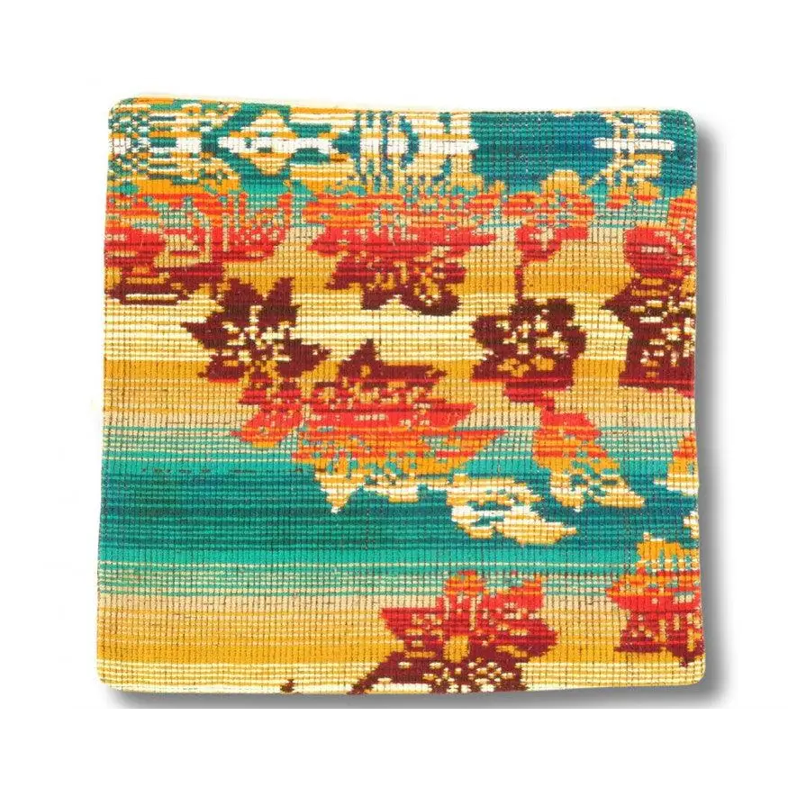 Canvello Vintage Hand Knotted Turkish Kilim Pillow - 20’’x 20’’ - Teal - Gold - Rust - Canvello