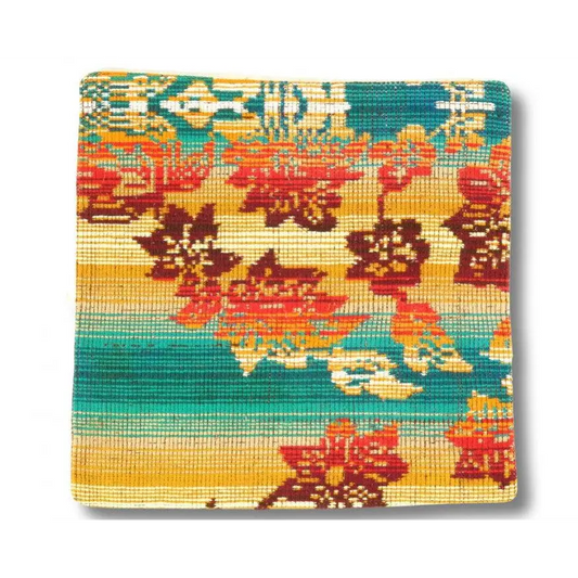 Canvello Vintage Hand Knotted Turkish Kilim Pillow - 20’’x 20’’ - Teal - Gold - Rust - Canvello