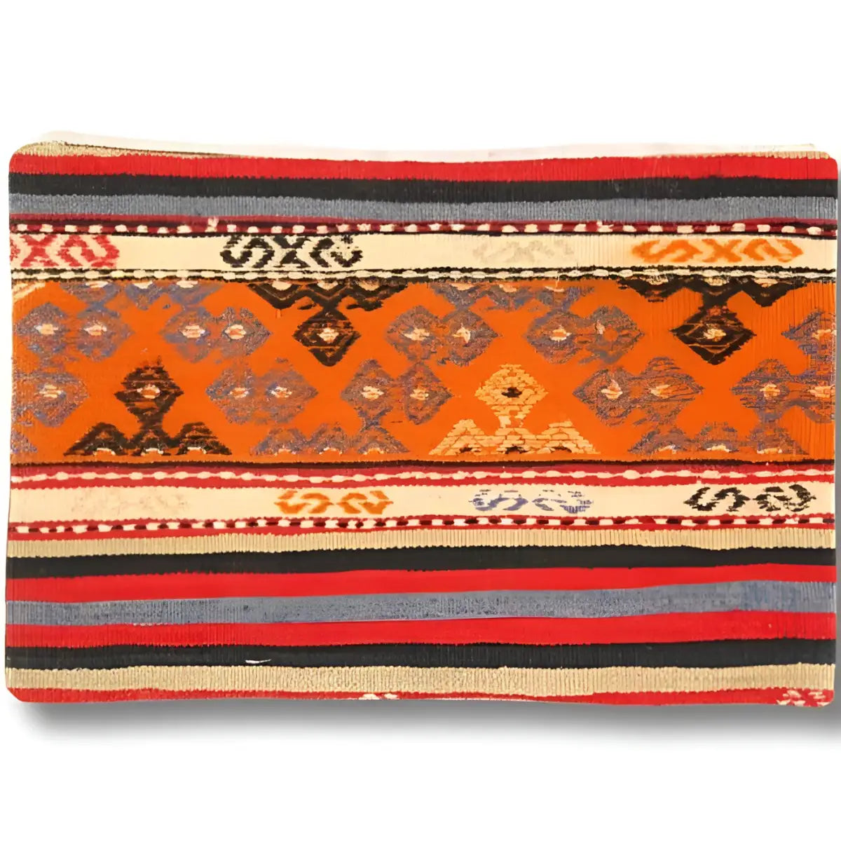 Canvello Vintage Turkish Hand Knotted Kilim Pillow - 16’’ x 24’’ - Beige | Rust | Light Blue | Black - Canvello