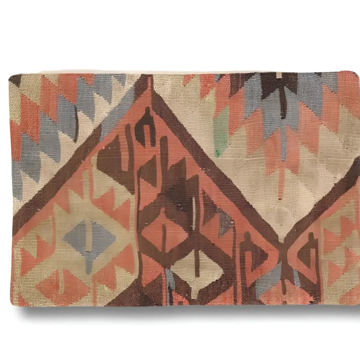 Canvello Vintage Turkish Hand Knotted Kilim Pillow - 16’’ x 24’’ - Beige | Rust | Brown - Canvello