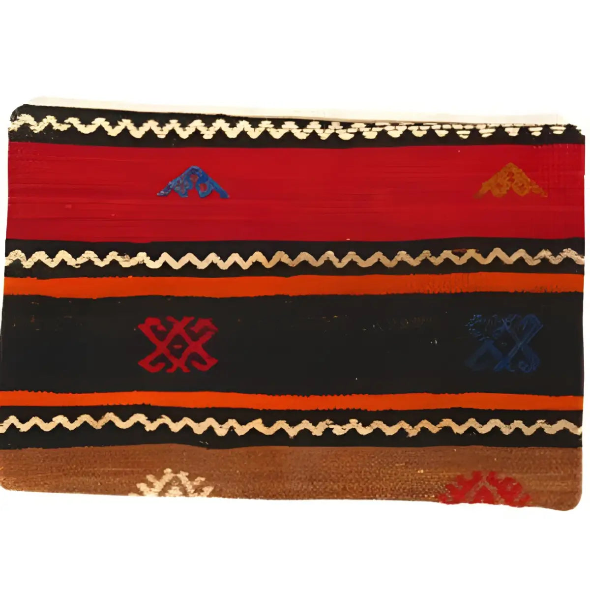 Canvello Vintage Turkish Hand Knotted Kilim Pillow - 16’’ x 24’’ - Black - Brown - Beige - Blue - Canvello