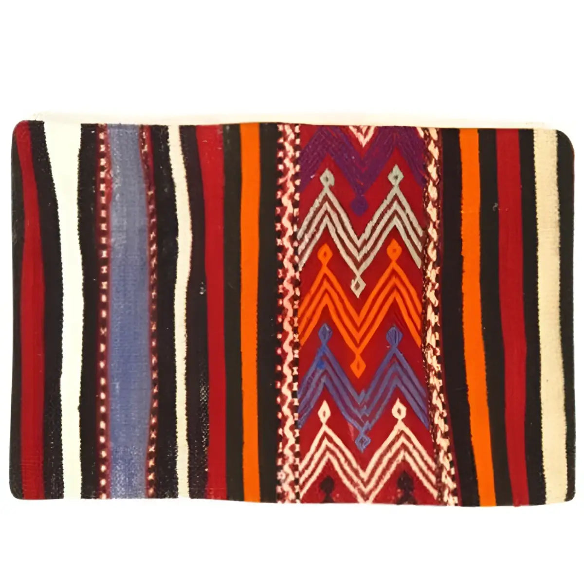 Canvello Vintage Turkish Hand Knotted Kilim Pillow - 16’’ x 24’’ - Black - Beige - Rust - Canvello