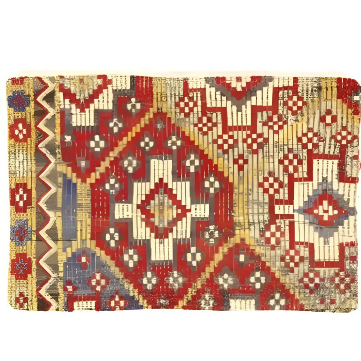 Canvello Vintage Turkish Hand Knotted Kilim Pillow - 16’’ x 24’’ - Blue - Beige - Rust - Gray - Canvello