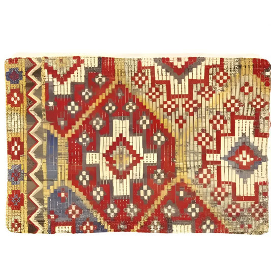 Canvello Vintage Turkish Hand Knotted Kilim Pillow - 16’’ x 24’’ - Blue - Beige - Rust - Gray - Canvello