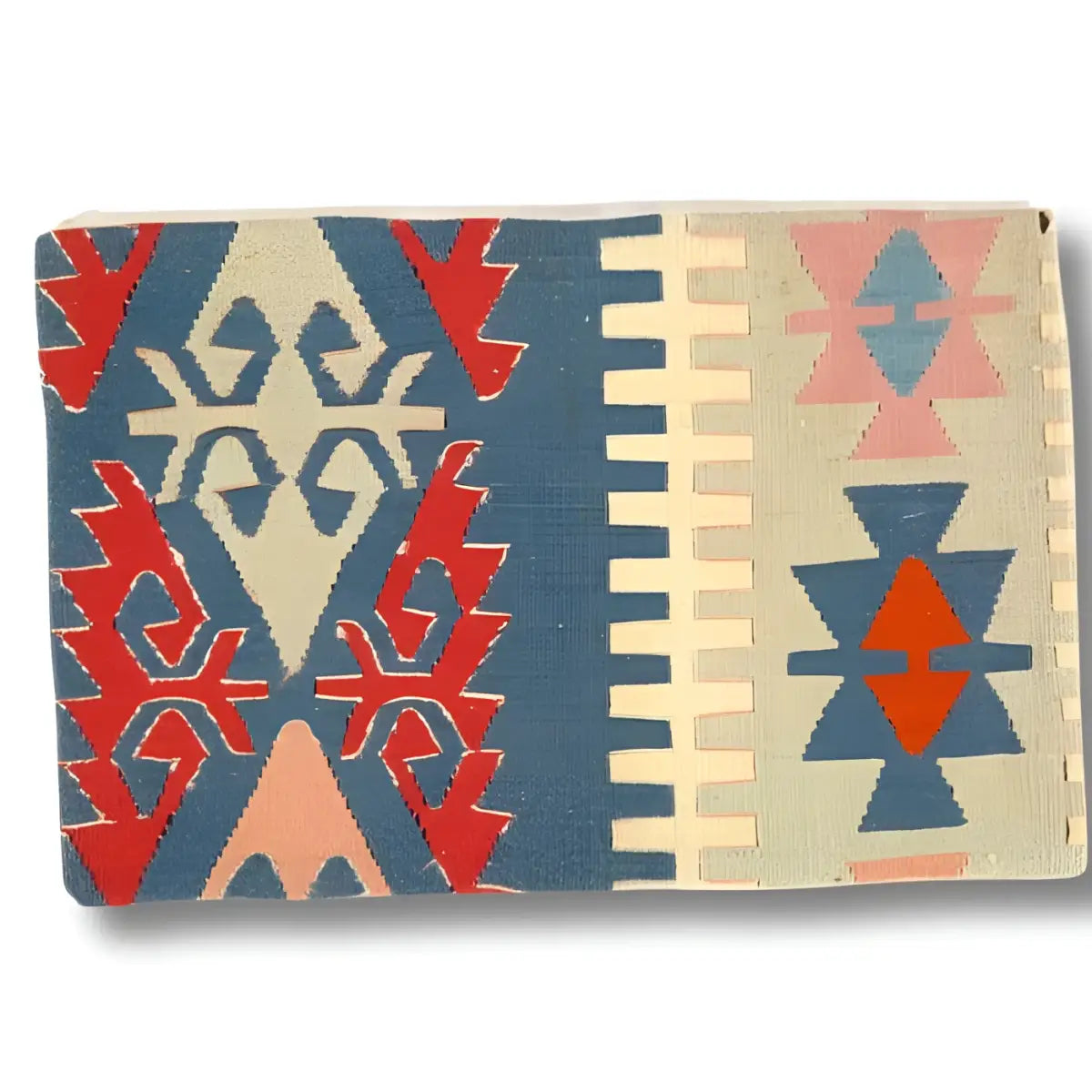 Canvello Vintage Turkish Hand Knotted Kilim Pillow - 16’’ x 24’’ - Blue | Olive | Rust - Canvello