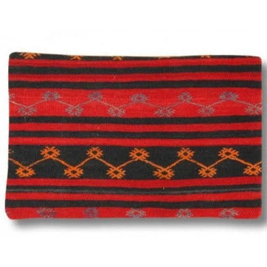 Canvello Vintage Turkish Hand Knotted Kilim Pillow - 16’’ x 24’’ - Blue - Black - Rust - Canvello