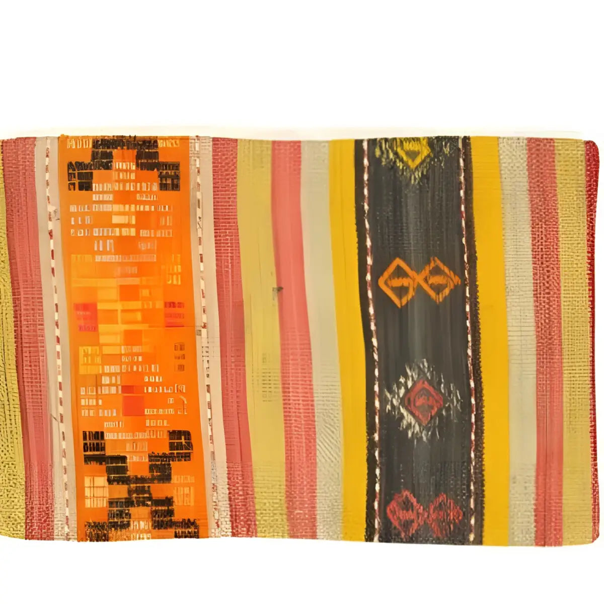 Canvello Vintage Turkish Hand Knotted Kilim Pillow - 16’’ x 24’’ - Olive - Black - Orange - Canvello