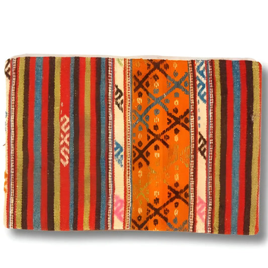Canvello Vintage Turkish Hand Knotted Kilim Pillow - 16’’ x 24’’ - Red | Brown | Beige - Canvello