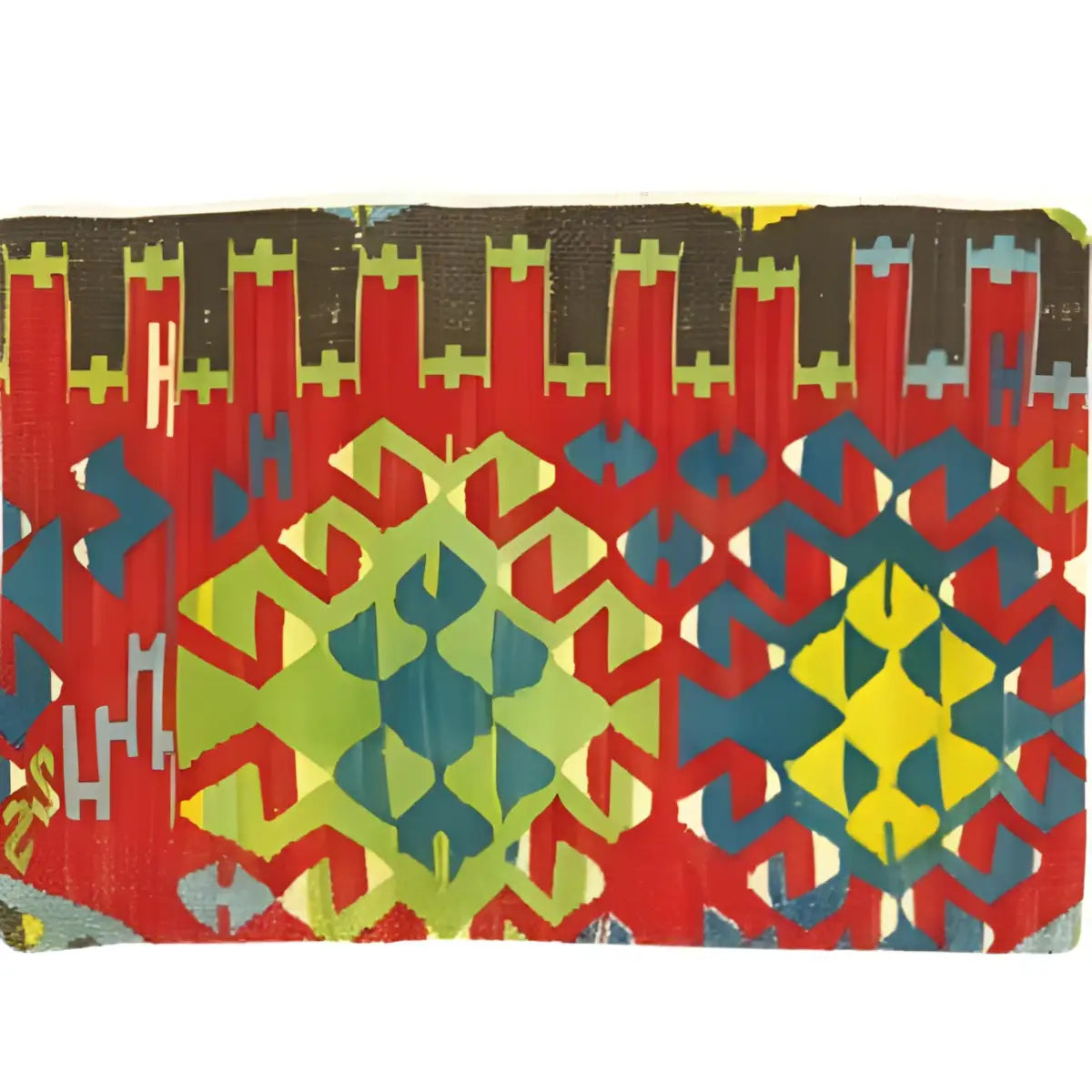 Canvello Vintage Turkish Hand Knotted Kilim Pillow - 16’’ x 24’’ - Red - Brown - Green - Blue - Canvello
