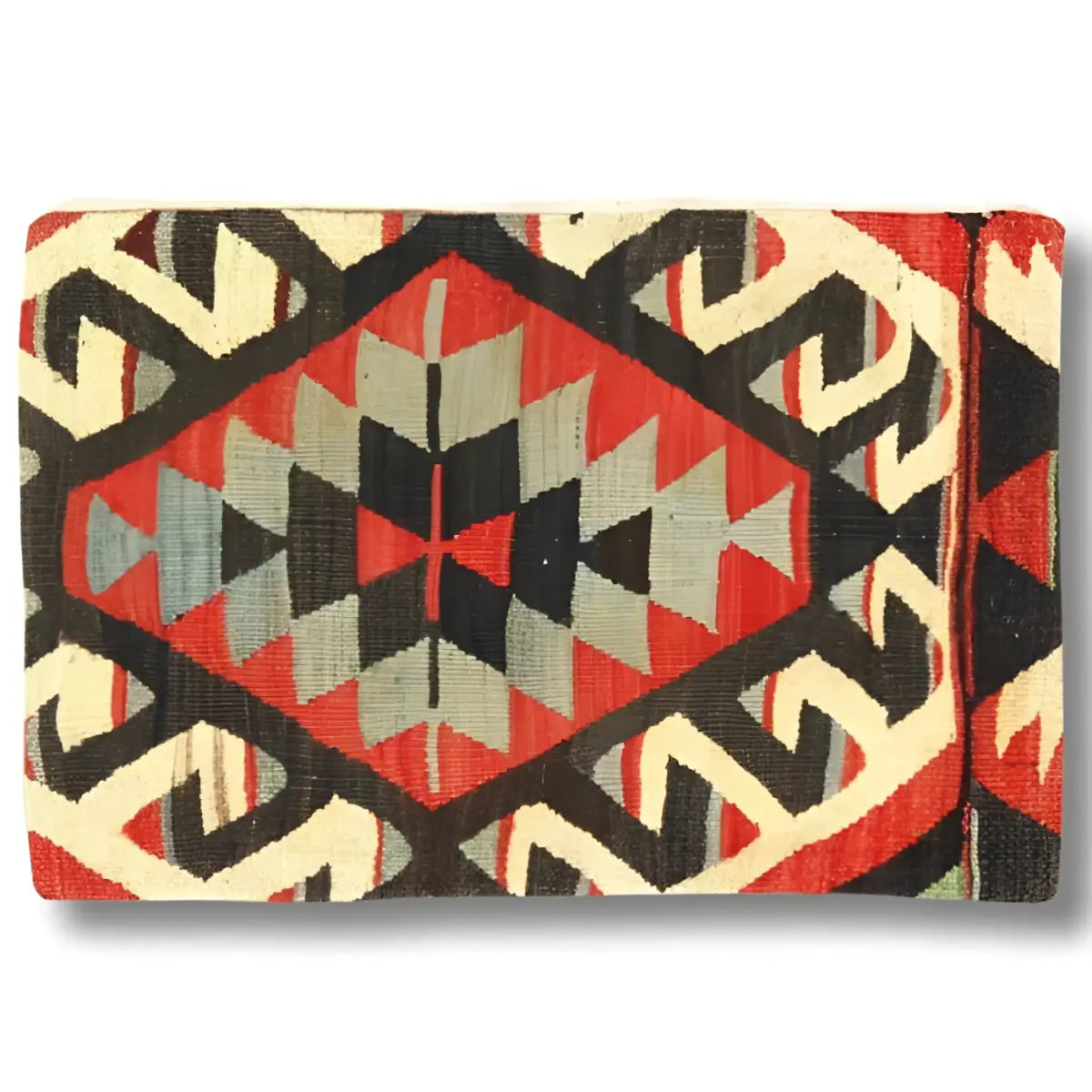 Canvello Vintage Turkish Hand Knotted Kilim Pillow - 16’’ x 24’’ - Rust | Beige | Black - Canvello