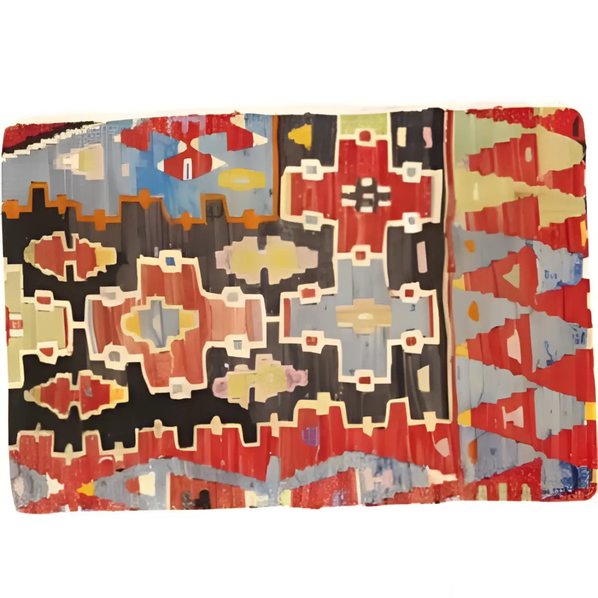 Canvello Vintage Turkish Hand Knotted Kilim Pillow - 16’’ x 24’’ - Rust - Black - light blue - Canvello