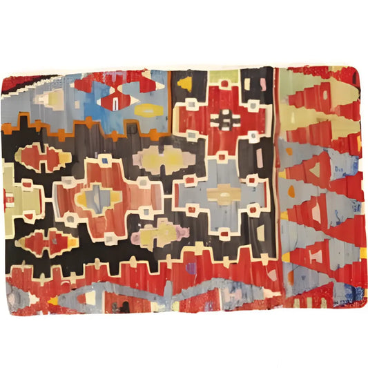 Canvello Vintage Turkish Hand Knotted Kilim Pillow - 16’’ x 24’’ - Rust - Black - light blue - Canvello