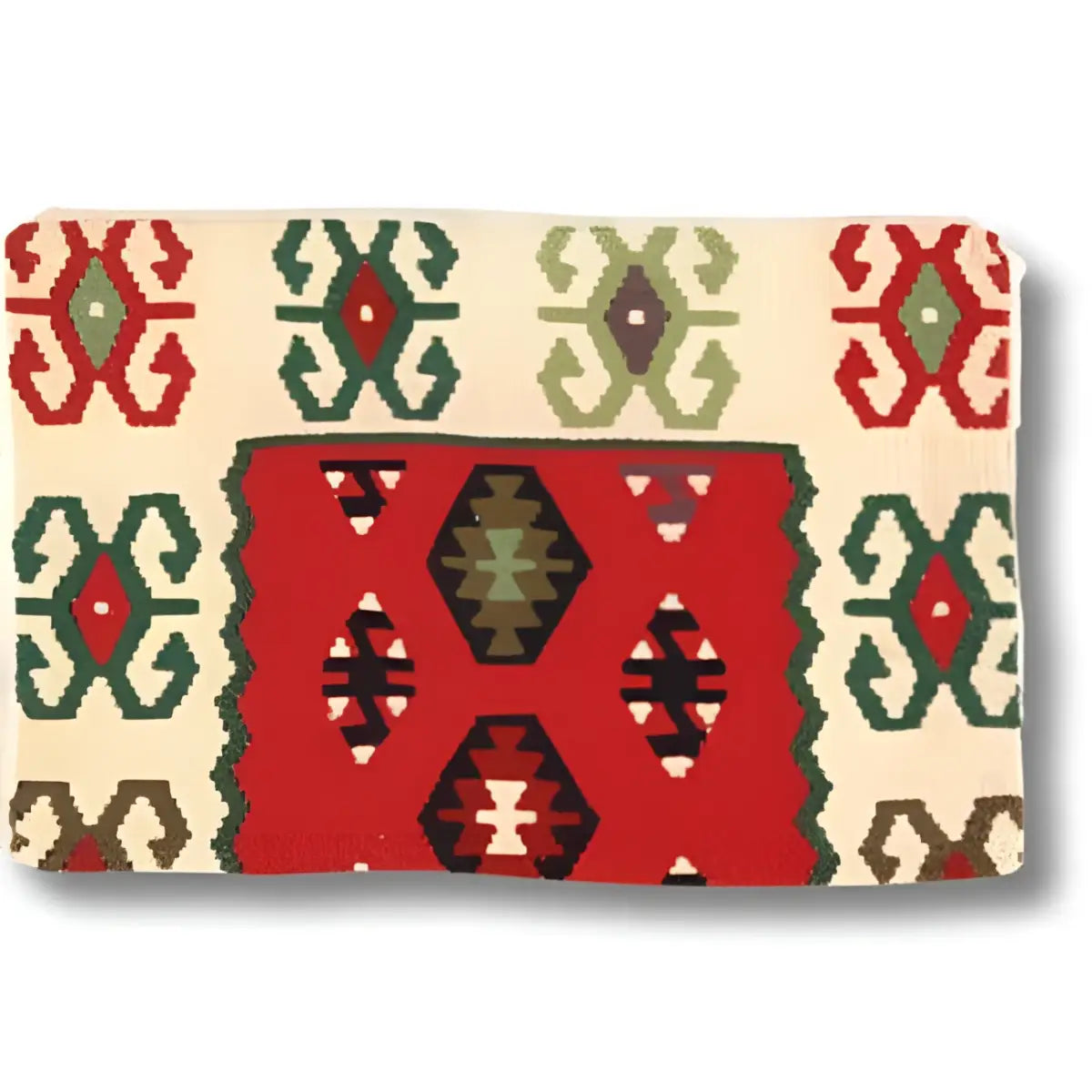 Canvello Vintage Turkish Hand Knotted Kilim Pillow - 16’’ x 24’’ - Rust | Beige | Olive - Canvello