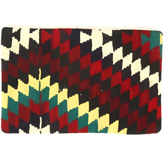 Canvello Vintage Turkish Hand Knotted Kilim Pillow - 16’’ x 24’’ - Teal - Black - Beige - Red - Canvello