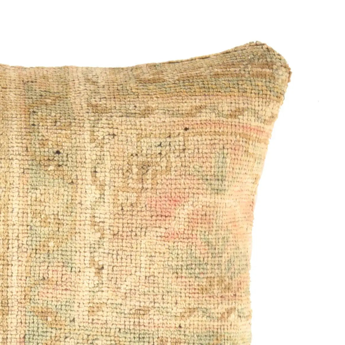 Canvello Vintage Turkish Hand Knotted Rug Pillow - 16’’ X 16’’ - Beige - Canvello