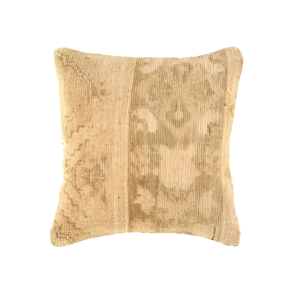 Canvello Vintage Turkish Hand Knotted Rug Pillow - 16’’ X 16’’ - Beige - Canvello