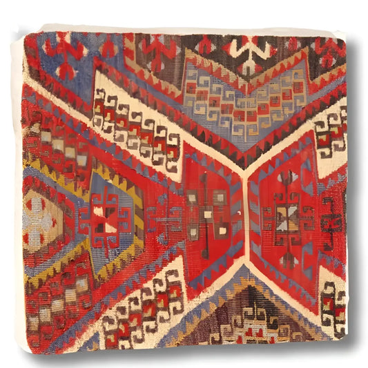 Canvello Vintage Turkish Hand Knotted Throw Pillow - 16’’x16’’ - Rust | Beige | Light Blue | Brown - Canvello