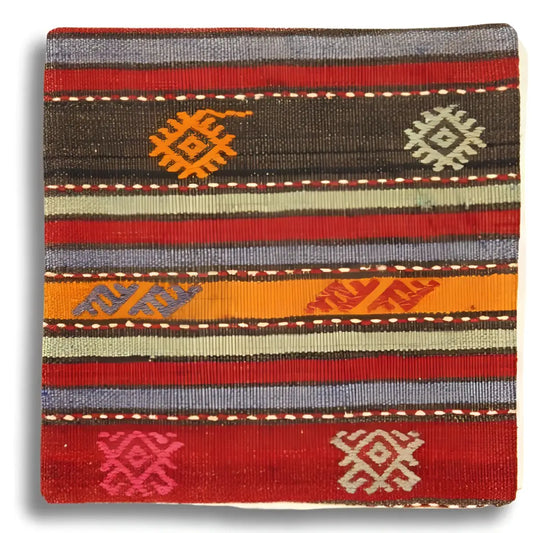 Canvello Canvello Vintage Turkish Hand Knotted Throw Pillow - 20’’x20’’ - Rust | Brown | Olive | light blue - Canvello
