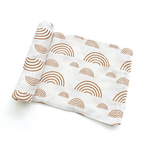 Caramel & White Rainbow Swaddle Blanket - Harp Angel Boutique