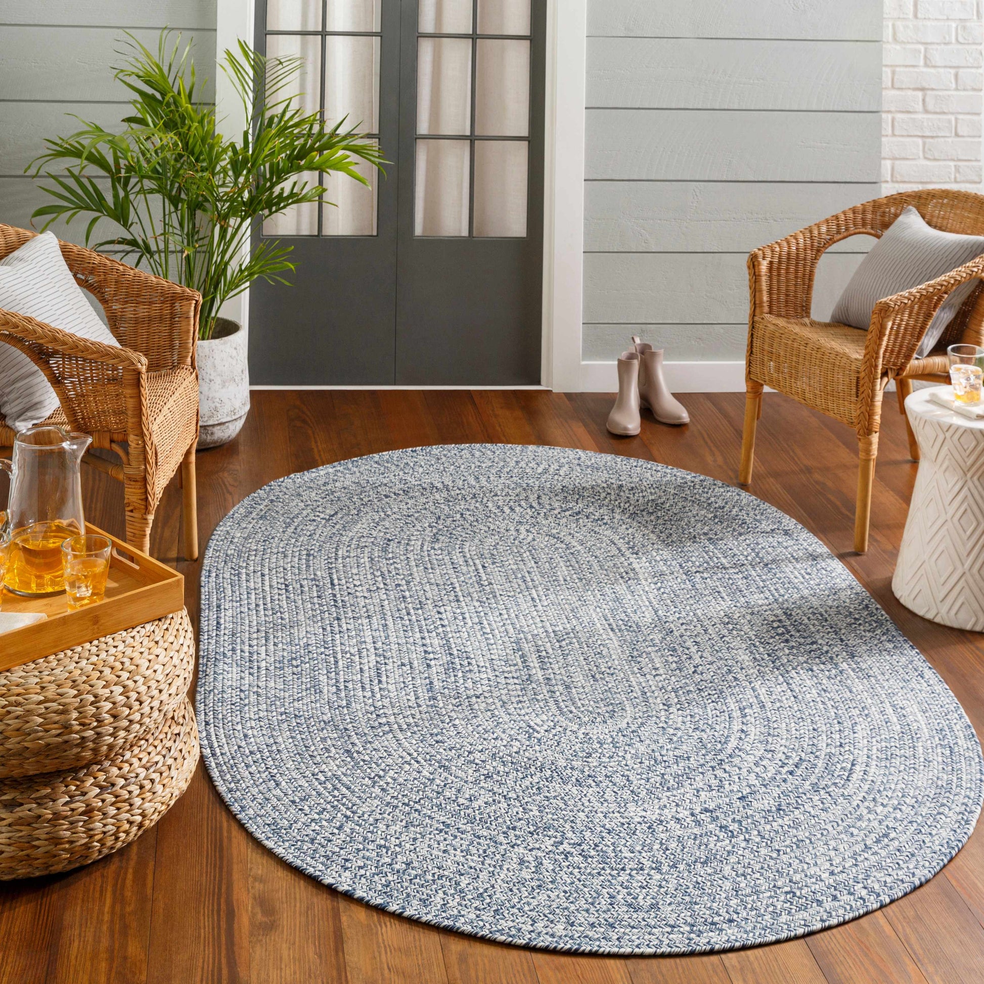 Blue Braided Faux Jute Rug - Boutique Rugs