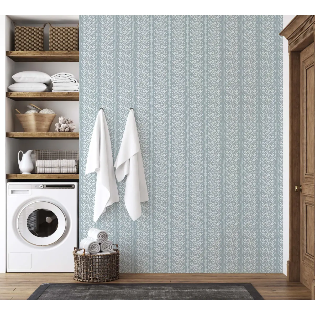 Caroline Wallpaper - Flowers and Vines Stripe - by Heights Design Studio - Loomwell Home Goods