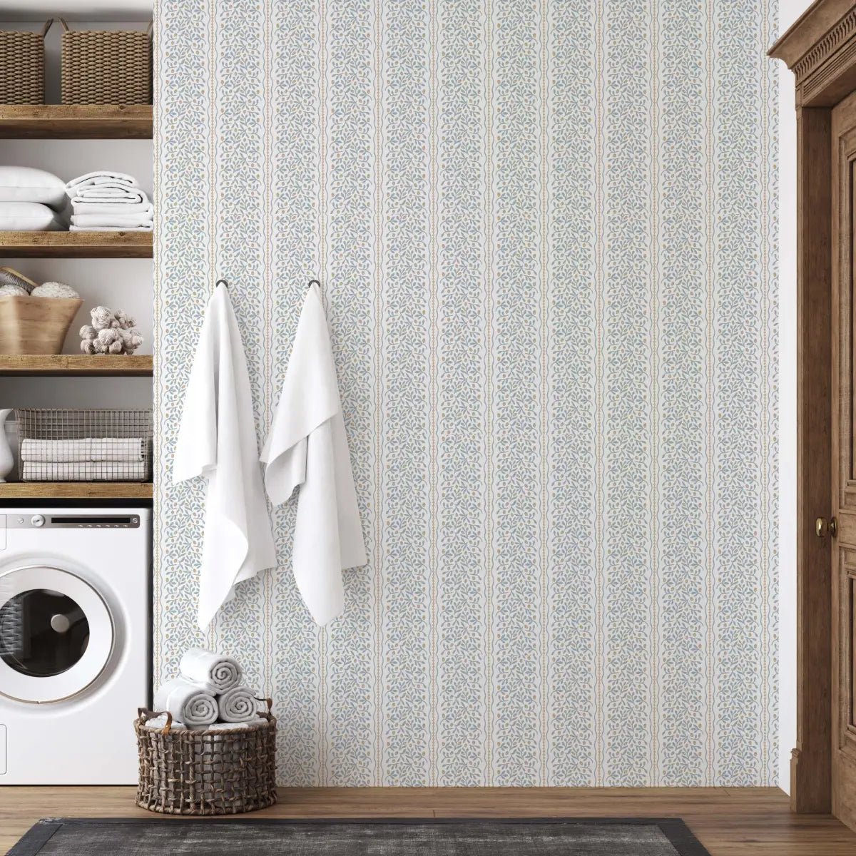 Caroline Wallpaper - Flowers and Vines Stripe - by Heights Design Studio - Loomwell Home Goods
