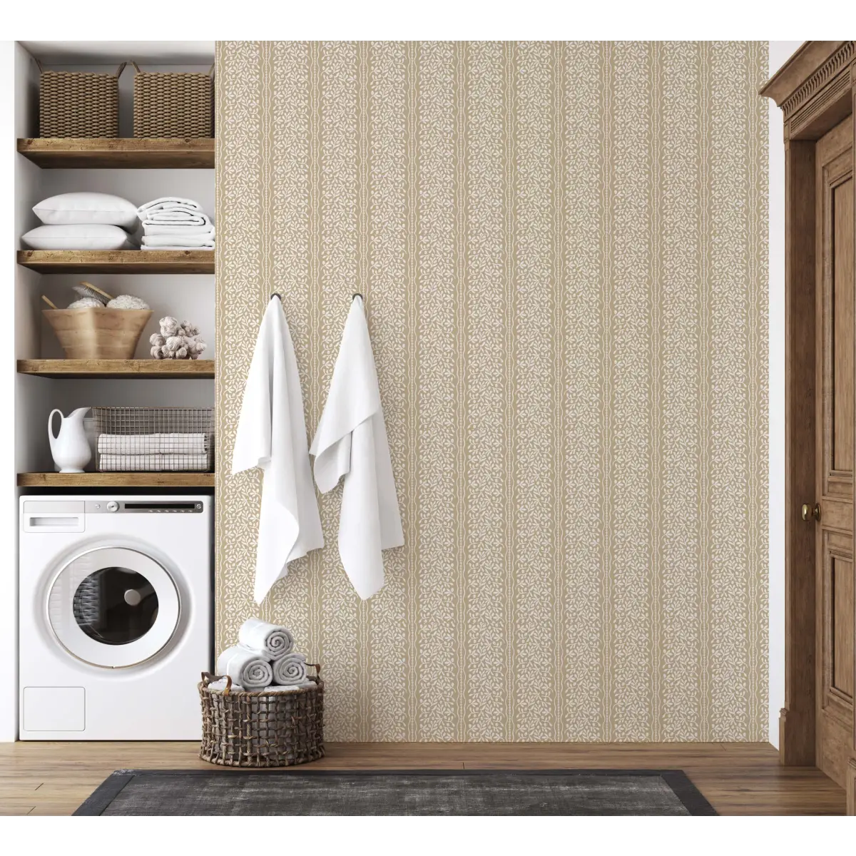 Caroline Wallpaper - Flowers and Vines Stripe - by Heights Design Studio - Loomwell Home Goods