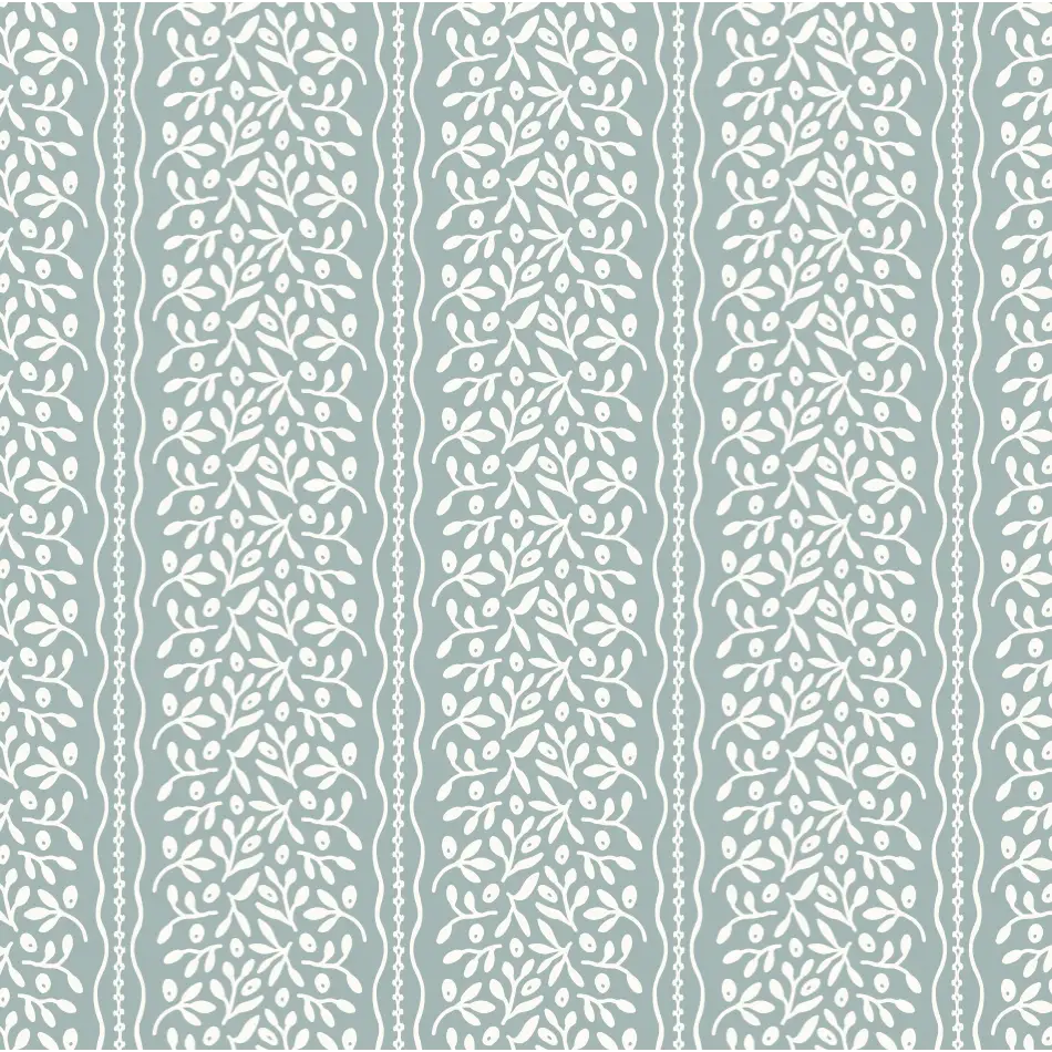 Caroline Wallpaper - Flowers and Vines Stripe - by Heights Design Studio - Sample 1 foot by 1 foot / Blue - Loomwell