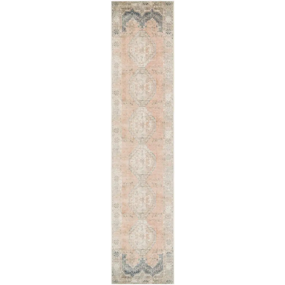 Carrabelle Peach Washable Area Rug - Clearance - 2’7’’ x 12’ Runner - Boutique Rugs