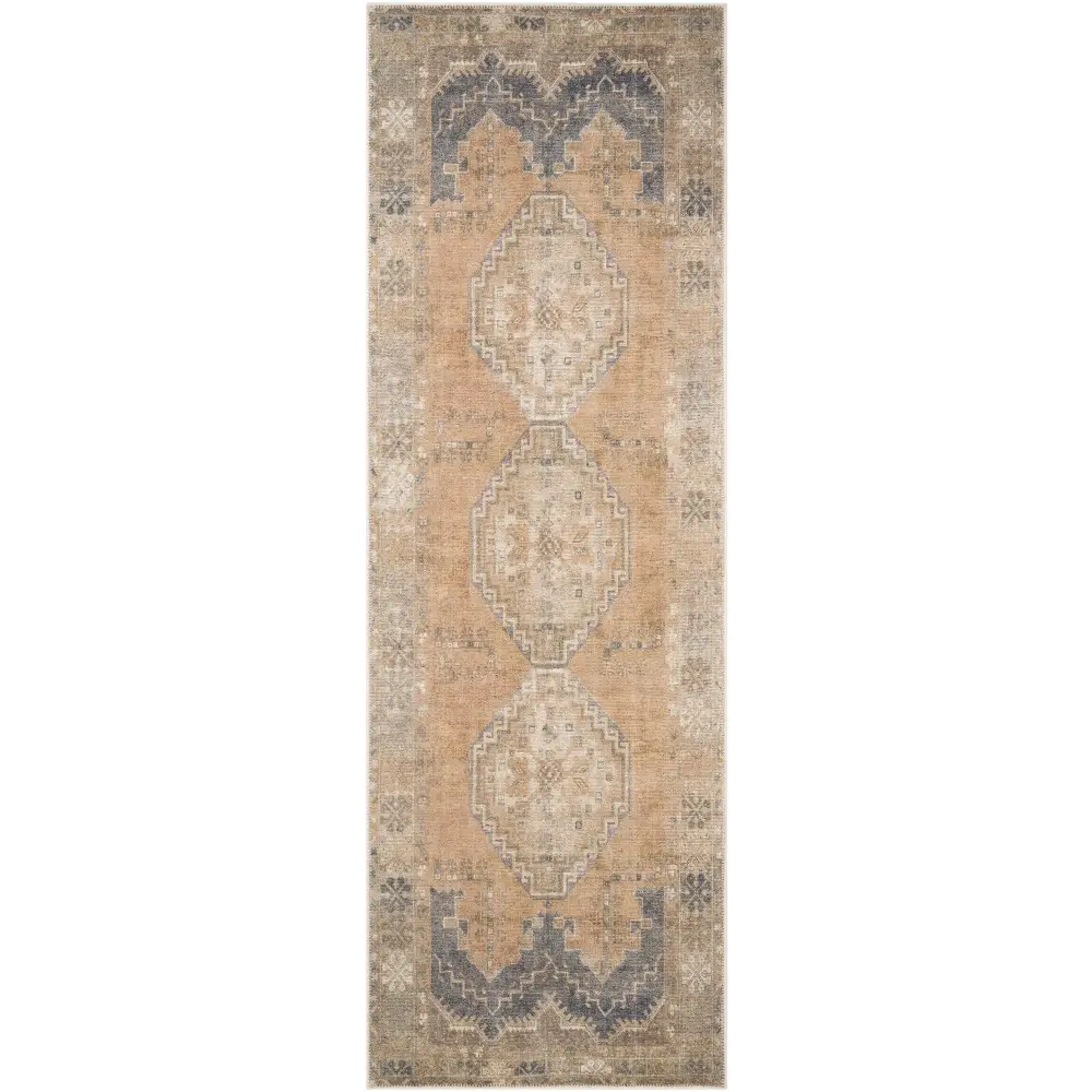 Carrabelle Peach Washable Area Rug - Clearance - 2’7’’ x 7’3’’ Runner - Boutique Rugs