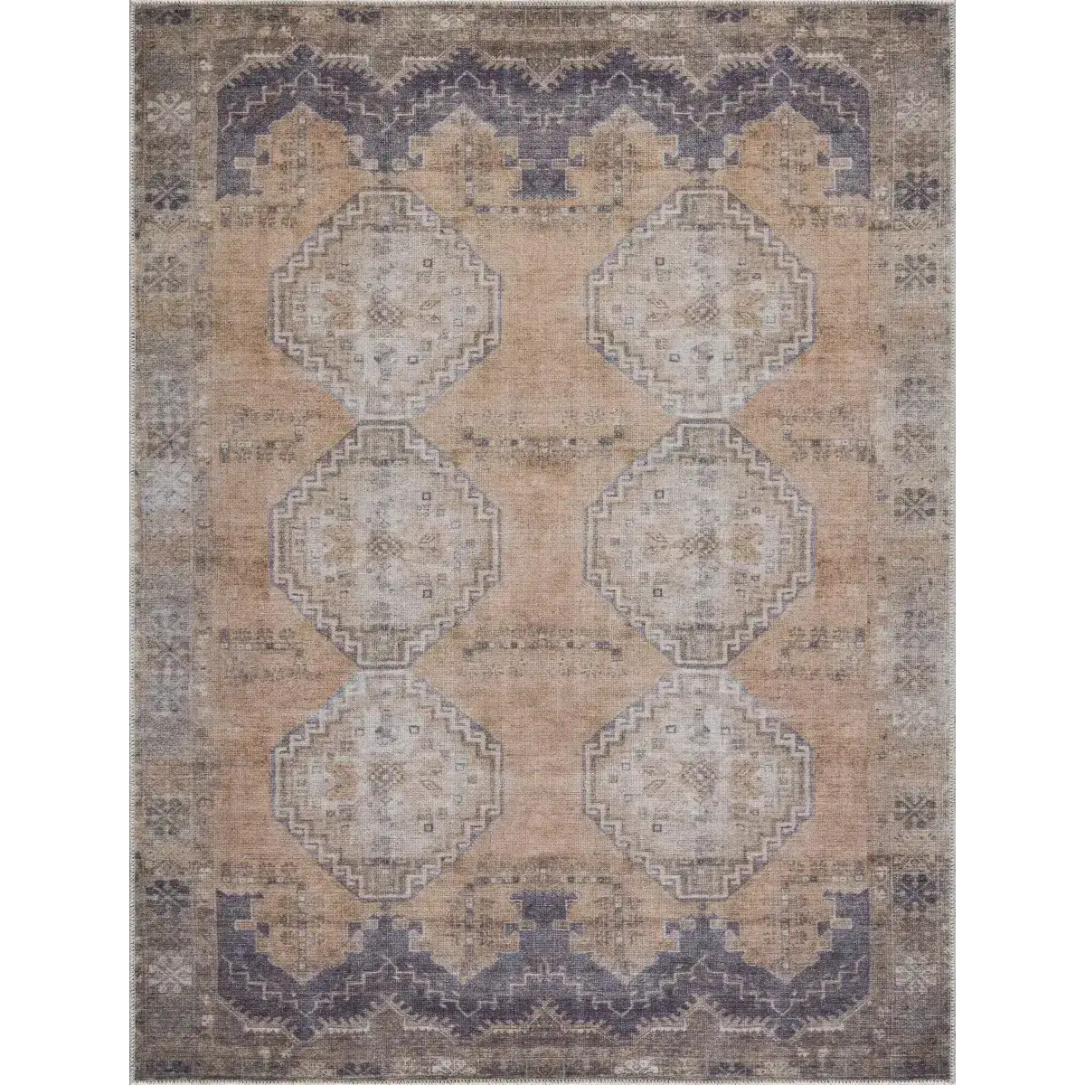 Carrabelle Peach Washable Area Rug - 5’3’’ x 7’ Rectangle - Boutique Rugs