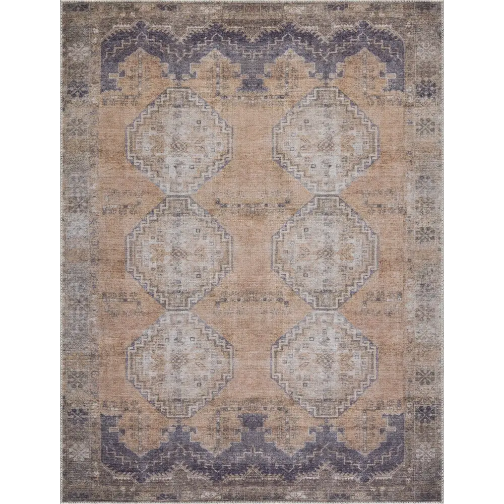 Carrabelle Peach Washable Area Rug - Clearance - 5’3’’ x 7’ Rectangle - Boutique Rugs